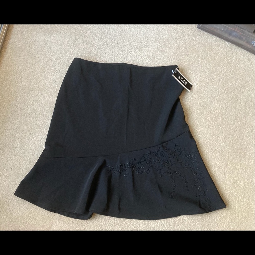 New With Tag A. Byer  Black Beaded Mini Skirt  Size 7
